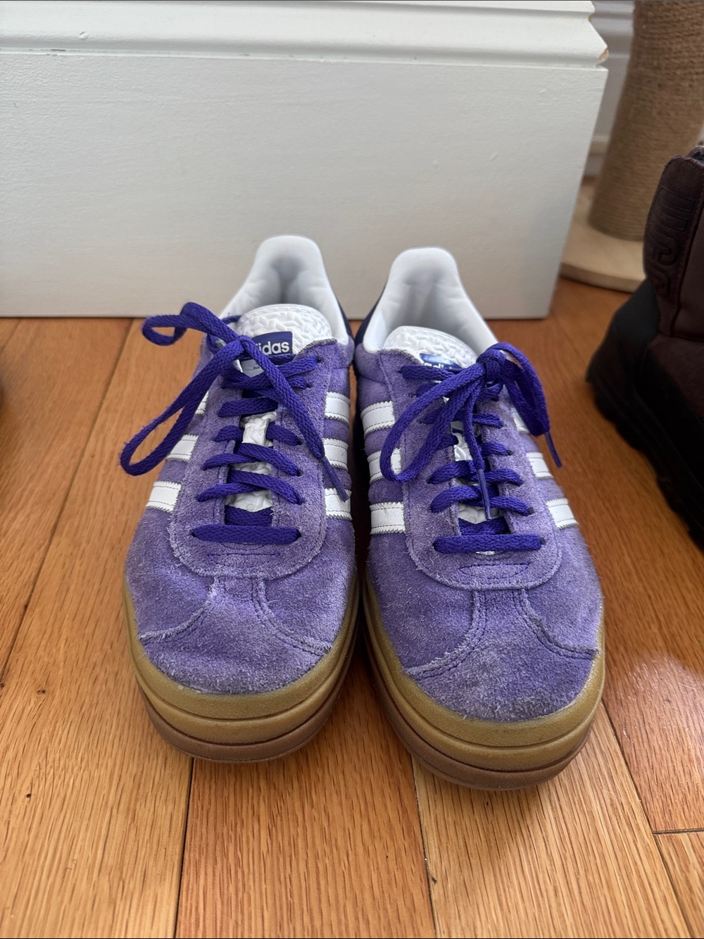 Purple Adidas Gazelle Suede Sneakers